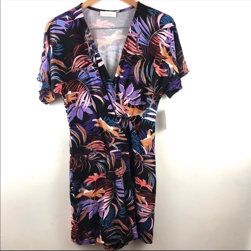 La Blanca Floral Swim Coverup Romper S